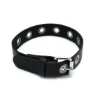 Black Leather Slim Collar with Multi-Metal Eyelets — Photo 1
