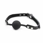 Ohmama Silicone Ball Gag with Adjustable Leather Strap & Padlock, 4 cm — Photo 2
