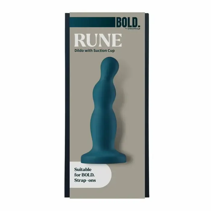 BOLD RUNE Силиконовый фаллоимитатор с бусинами и присоской – 15,5 см, чёрный