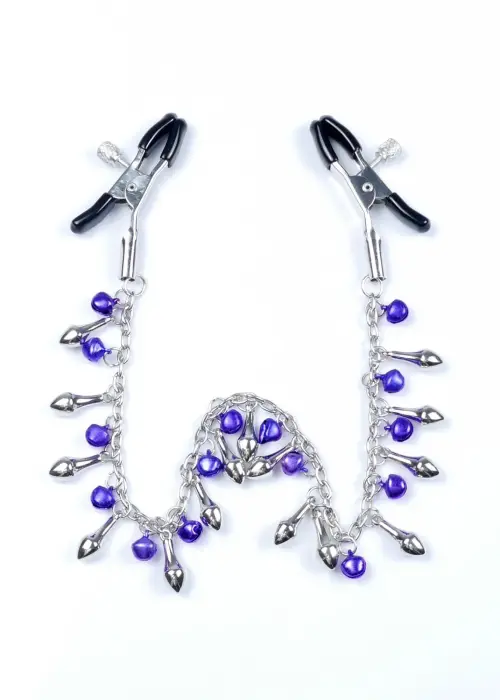 Fetish B sērijas ekskluzīvas krūšu galu skavas Nr.2 ar ķēdīti un zvaniņiem Foto 2