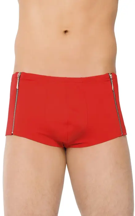 Men's Lycra Shorts with Metal Zippers – Red – M