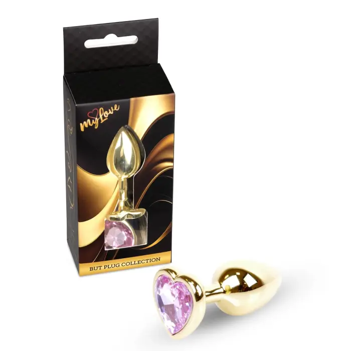 MyLove Toys Jewellery Gold sirds formas anālais spraudnis – 7 cm (2.8″) – Rozā