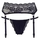 Cottelli Collection Lace Set with Adjustable Suspender Belt – Black – S — Photo 4