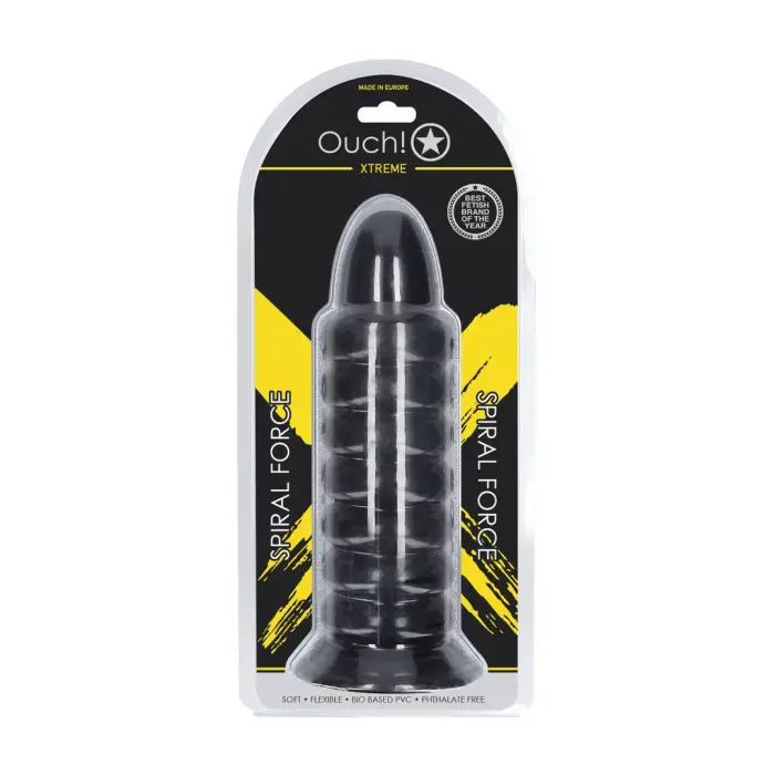 Spiral Force Textured Anal Plug with Suction Cup – 23.5 cm (9.2″) – Black