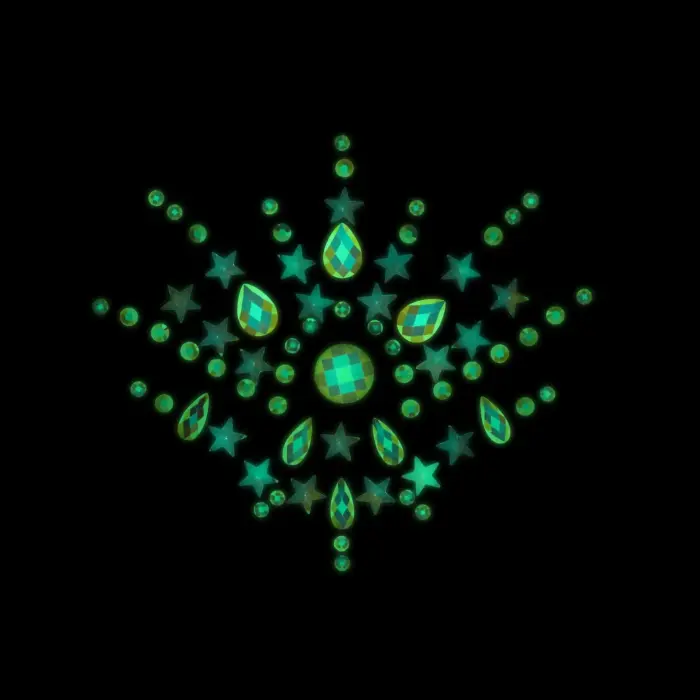 Ķermeņa rotaslietu uzlīmes – krūtis – spīd tumsā Foto 3