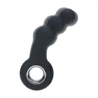 Vibruojantis silikoninis prostatos masažuoklis su karoliukais ir kilpa – 10 cm (3.9″) – Juodas — Nuotrauka 6