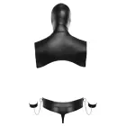 Svenjoyment Bondage men's set – hooded crop top, thong, leash, 2 cuffs – black – S — Photo 7
