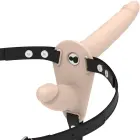Fetish Submissive Adjustable Double Silicone Harness Vibrating System – Flesh — Photo 1