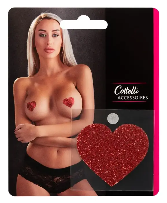 You2Toys Heart Pasties – nipple covers – sparkly red