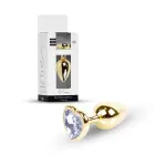 Plug-Jewellery Золотая анальная пробка с прозрачным камнем в форме сердца – 7 cm — Фото 10