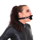 Black Faux Leather Panel Mouth Gag — Photo 8