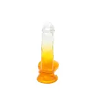 Kiotos Cox krāsains dildo ar piesūcekni – 18 cm (7″) – caurspīdīgi dzeltens — Foto 5