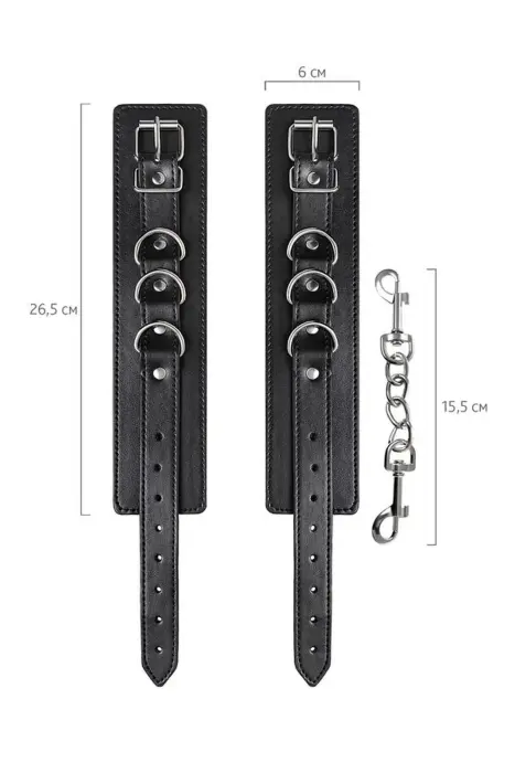 Anonymo handcuffs, PU leather, black, 26.5 cm Foto 6