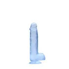 Reālistisks dildo ar sēkliniekiem un piesūcekni – 15 cm (6″) – Zils — Foto 2