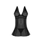 Babydoll naktinukai su atvira nugara ir stringų komplektu – 2XL – juodi Photo