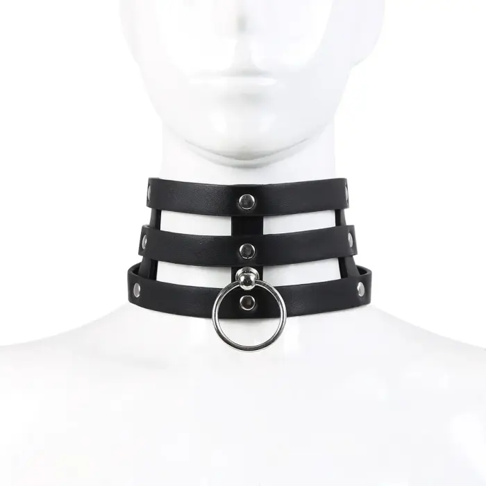 Tripple O-Ring Strap Collar PU-Leather Foto 2
