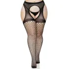 Leg Avenue Plus Oval Net колготки с подвязками – чёрные – 1X/2X — Фото 3