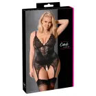 Cottelli CURVES satin & lace suspender basque with string – black – 2XL — Photo 1