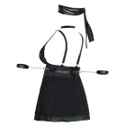Cottelli BONDAGE Babydoll Set with Choker, Arm Loops and Bondage Scarf – Black – 4 XL Photo