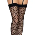 Leg Avenue Heart Net Thigh Highs – Black – One Size — Photo 2