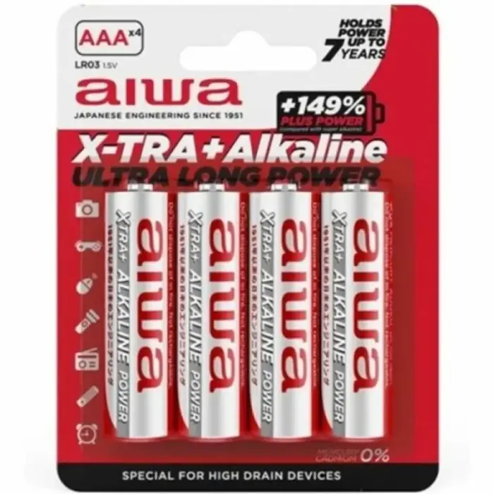 AIWA X-TRA AAA (LR03) alkaline batteries – 4 pcs