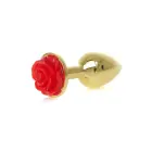 Jewellery Gold Anal Plug with Rose – 7 cm – Red — Photo 2