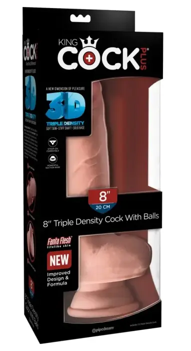 King Cock Plus дилдо с двойной плотностью, яичками и присоской – 24 см (9.5″) – телесный