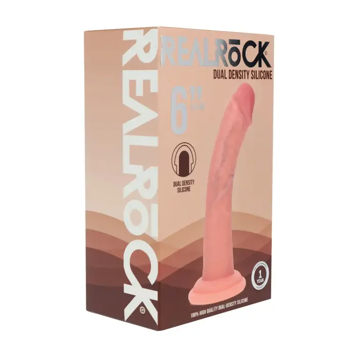 Divu blīvumu silikona izliekts reālistisks dildo ar piesūcekni – miesas – 15,5 cm