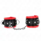 KINK тяжелые фиксаторы для запястий с красным искусственным мехом – чёрные/красные – 20-30 см — Фото 1