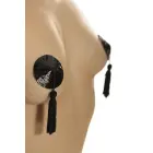 Apaļi krūšu uzlīmju komplekti ar mirdzumu un pomponiem – melni – Viens izmērs Foto 3