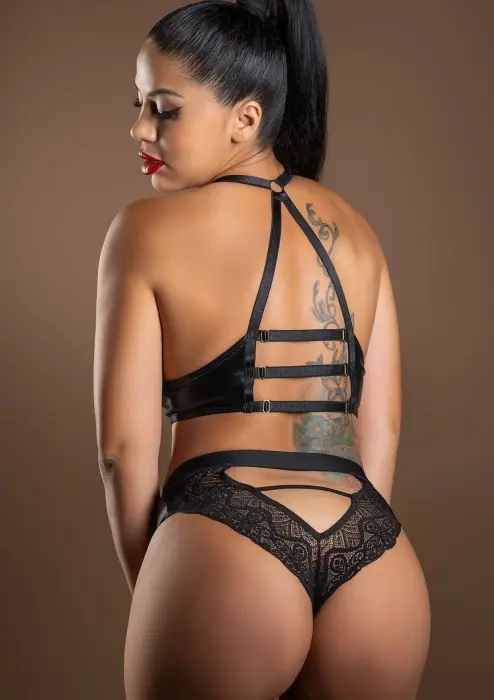 Daring Intimates Wetlook rinnahoidja lukuga – must – M