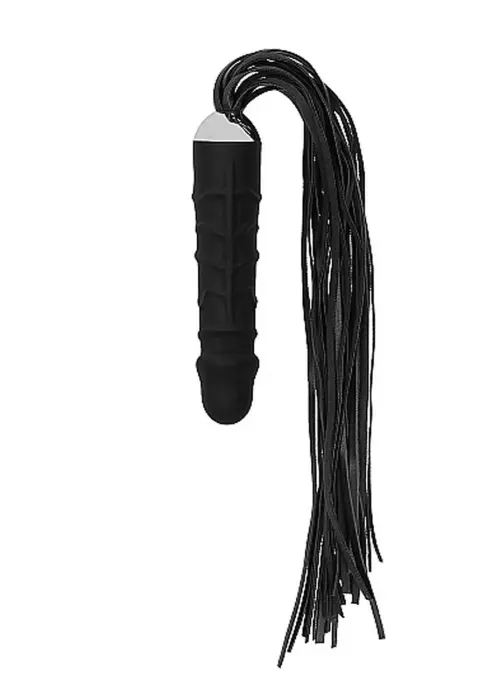 Black Whip with Realistic Silicone Dildo – Black