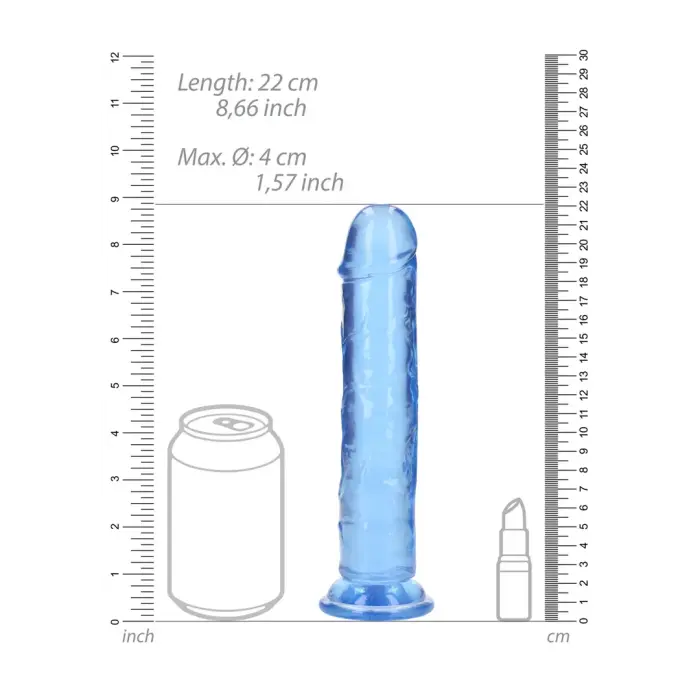 Taisns reālistisks dildo ar piesūcekni – 22 cm (8.7″) – Caurspīdīgs Foto 5