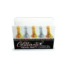 Glitterati peņa formas svecītes – 3 zelta + 2 sudraba – 5 cm – 5 gab. — Foto 2