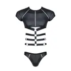 Vyriškas wetlook komplektas: T-shirt su dekoratyvine gumyte, stringai su dekoratyvine juostele - XXL Photo