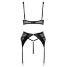 Cottelli Lingerie комплект из 3 предметов: кружево и винил с поясом для чулок – чёрный – 80B/M — Фото 7