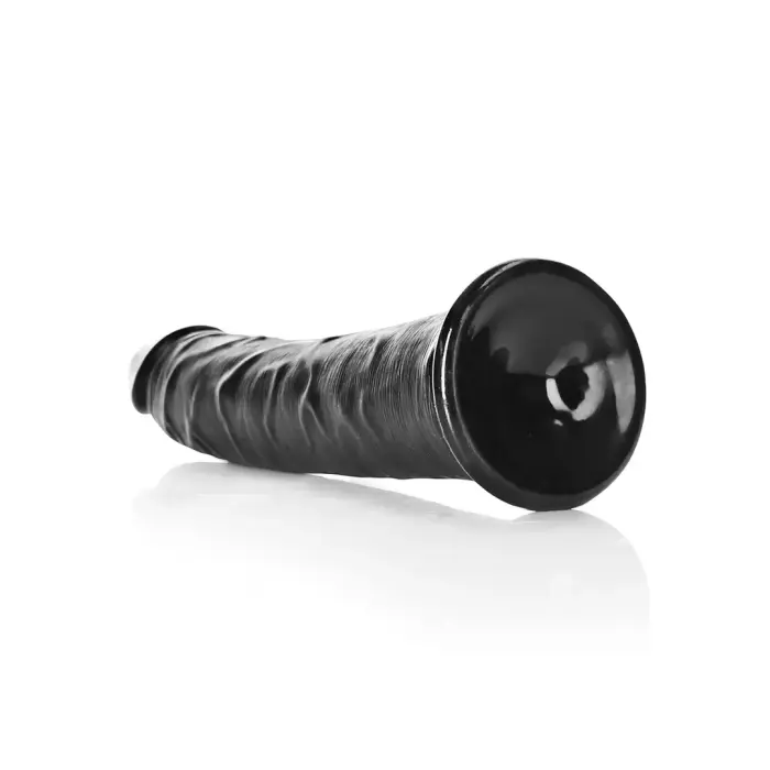 Slim reālistisks dildo ar piesūcekni – 18 cm (7″) – Melns Foto 4