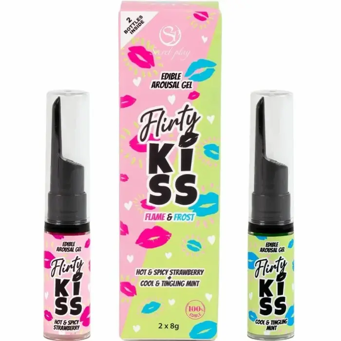 Secret Play Flirty Kiss dviejų pojūčių valgomi geliai braškių ir mėtų – 16 g