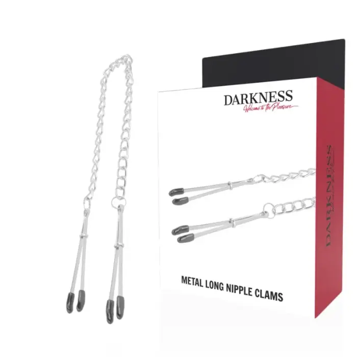 Darkness Adjustable Stainless Metal Nipple Clamps with Chain – Silver