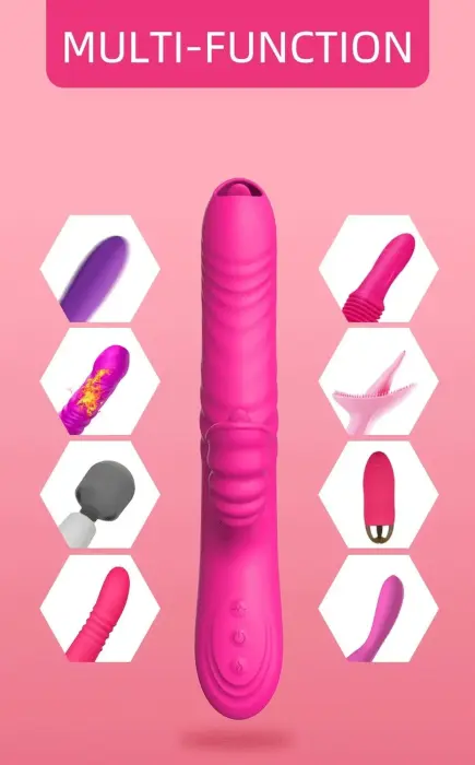 Angelia vibrators ar kustību, rotējošu vārpstu un mēles stimulatoru – 18 cm (7″) – rozā Foto 6