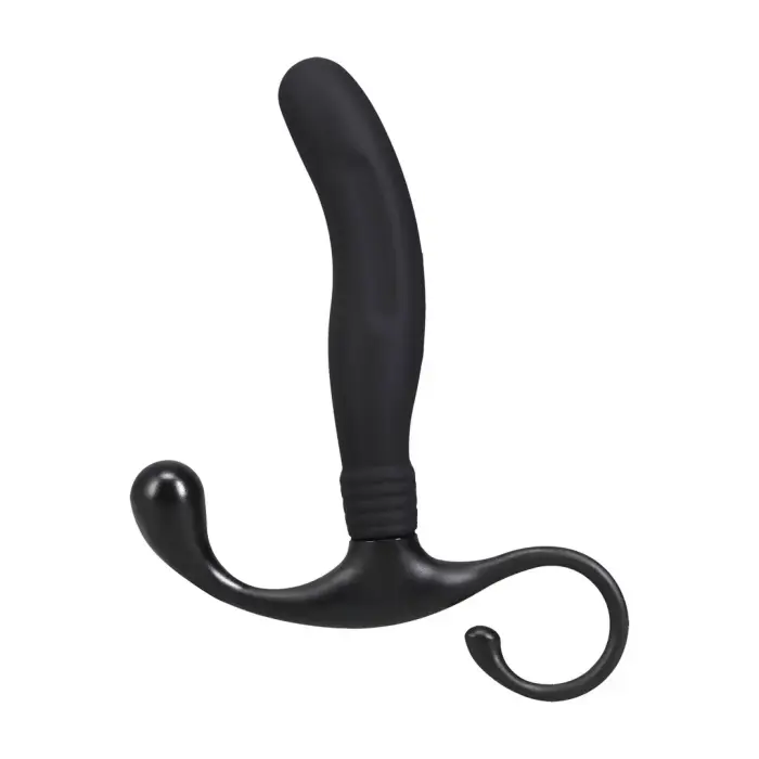 OptiMALE Smooth – silicone prostate massager with pull ring – black – 11.4 cm