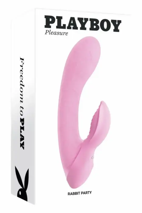 PLAYBOY Rabbit Party Dual Silicone Vibrator – pink – 10 modes – waterproof