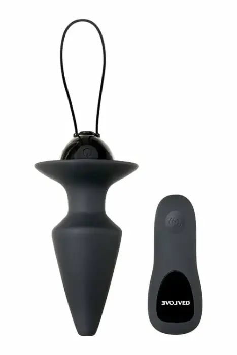 EVOLVED Plug & Play – analinė kamštis – silikonas – juodas – 7 režimai
