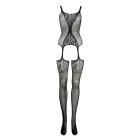 Mesh Bodysuit with Lace Pattern – Black – One Size — Photo 7