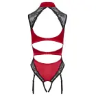 Cottelli LINGERIE Satin and Lace Bodysuit with Garters – Red/Black – XL — Photo 8