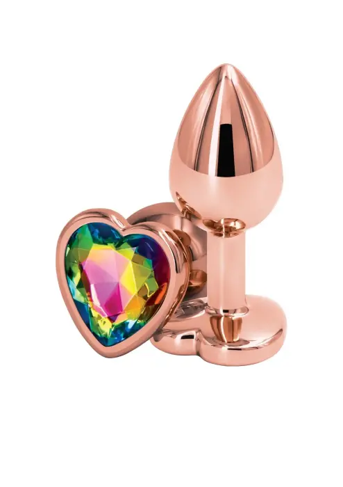 Rear Assets Rose Gold sirds formas daudzkrāsains anālais spraudnis – 7 cm