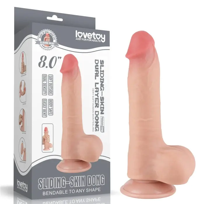 Sliding Skin Dual Layer Dildo – 20 cm (8″) – Flesh