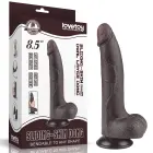 LoveToy Sliding Skin Dual Layer Dong – реалистичный двухслойный фаллоимитатор – TPE – чёрный – 21,6 см — Фото 1