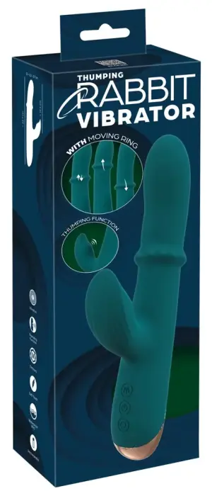 You2Toys triušio vibratorius su stūmimo funkcija – 22.7 cm (8.9″) – rožinis