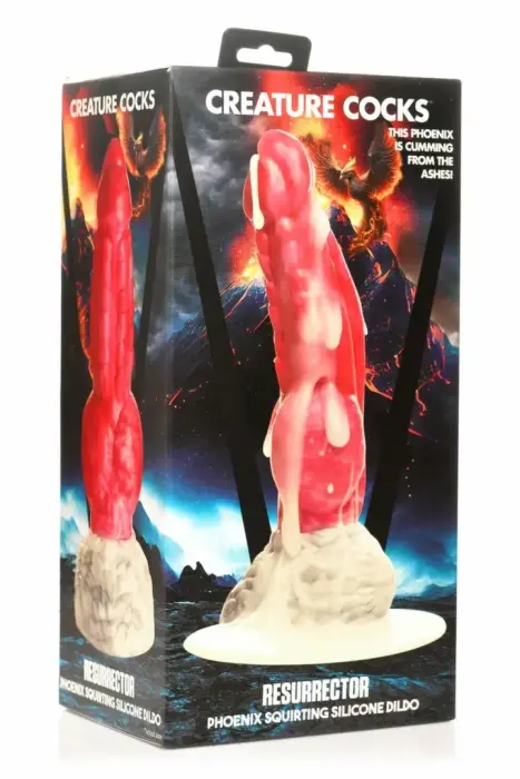XR Brands Resurrector Phoenix dildo – 22 cm (8.7″) – sarkans/balts